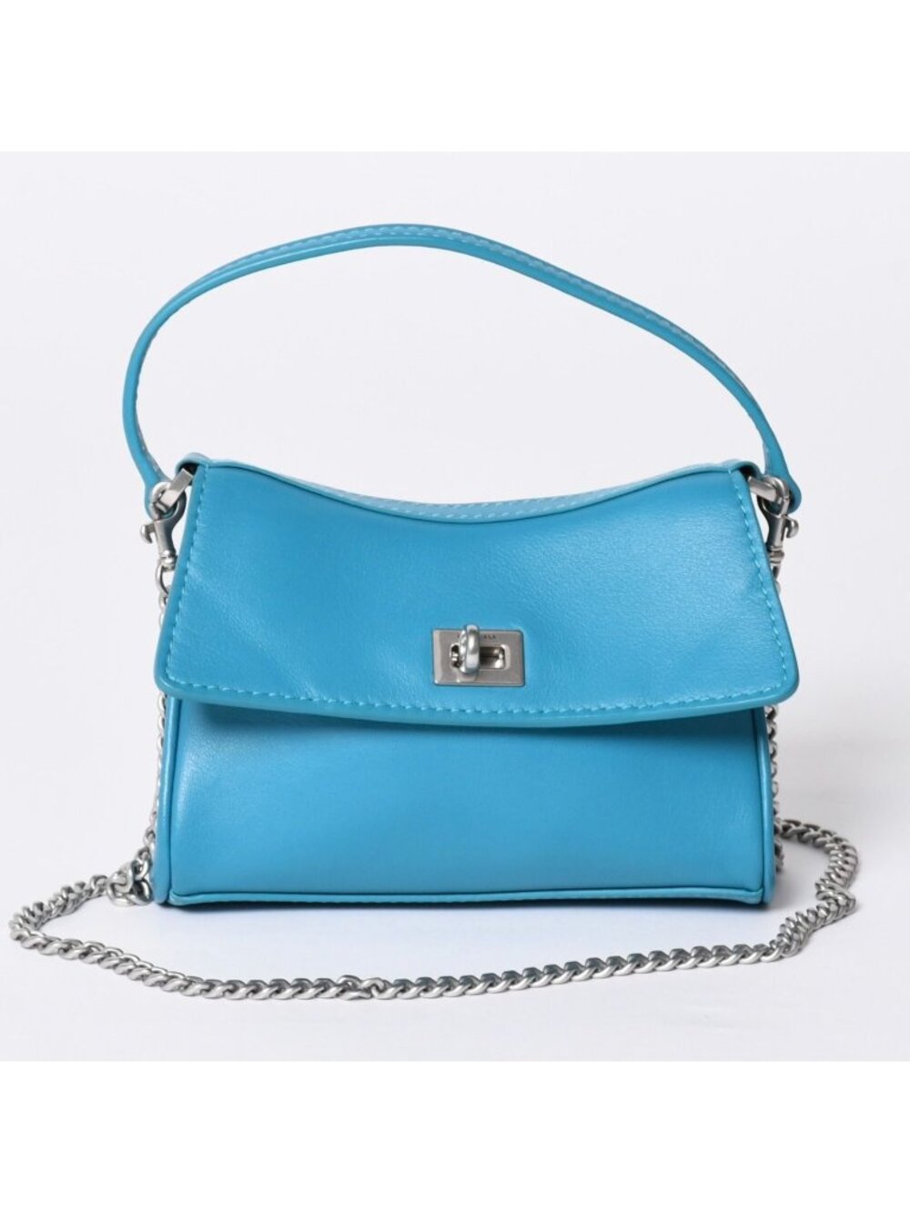 Balenciaga Rodeo Nano Chain Shoulder Bag Leather Blue Matte Silver